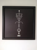 Aries Zodiac Symbol Wall Art – CNC Engraved Black Alloy in Wooden Frame