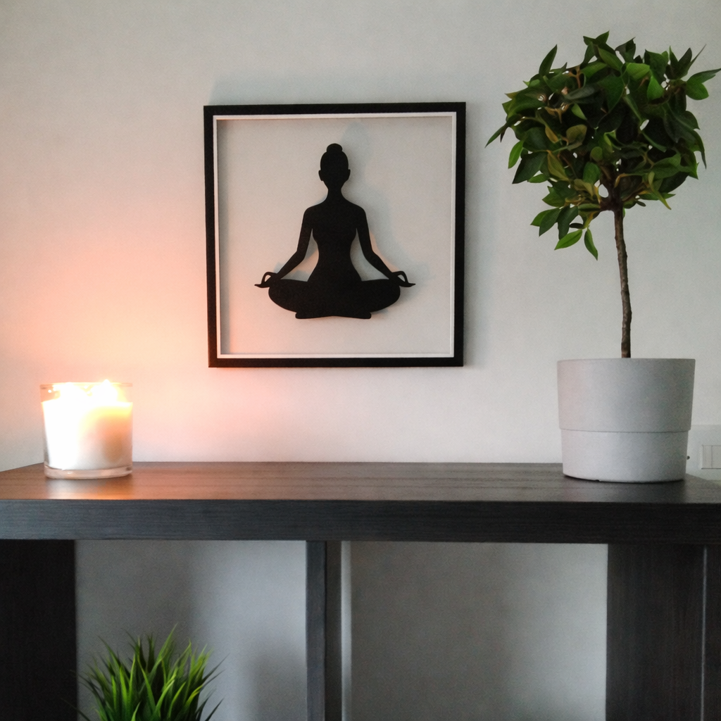 Yoga Silhouette Floating Art in 12" MDF Frame – Inner Peace Décor