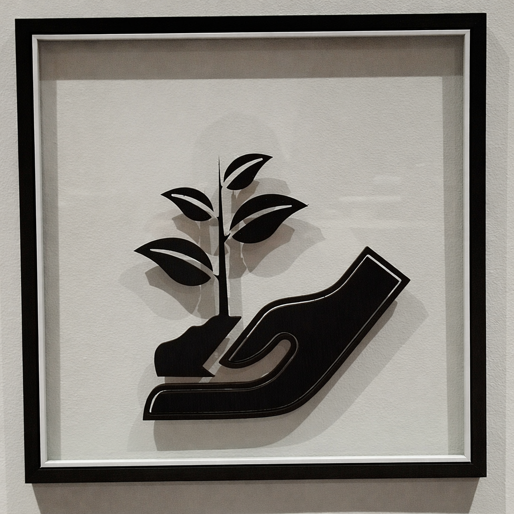 Growth & Care Floating Wall Art – 12" MDF Frame Symbol of Nurture & Sustainability