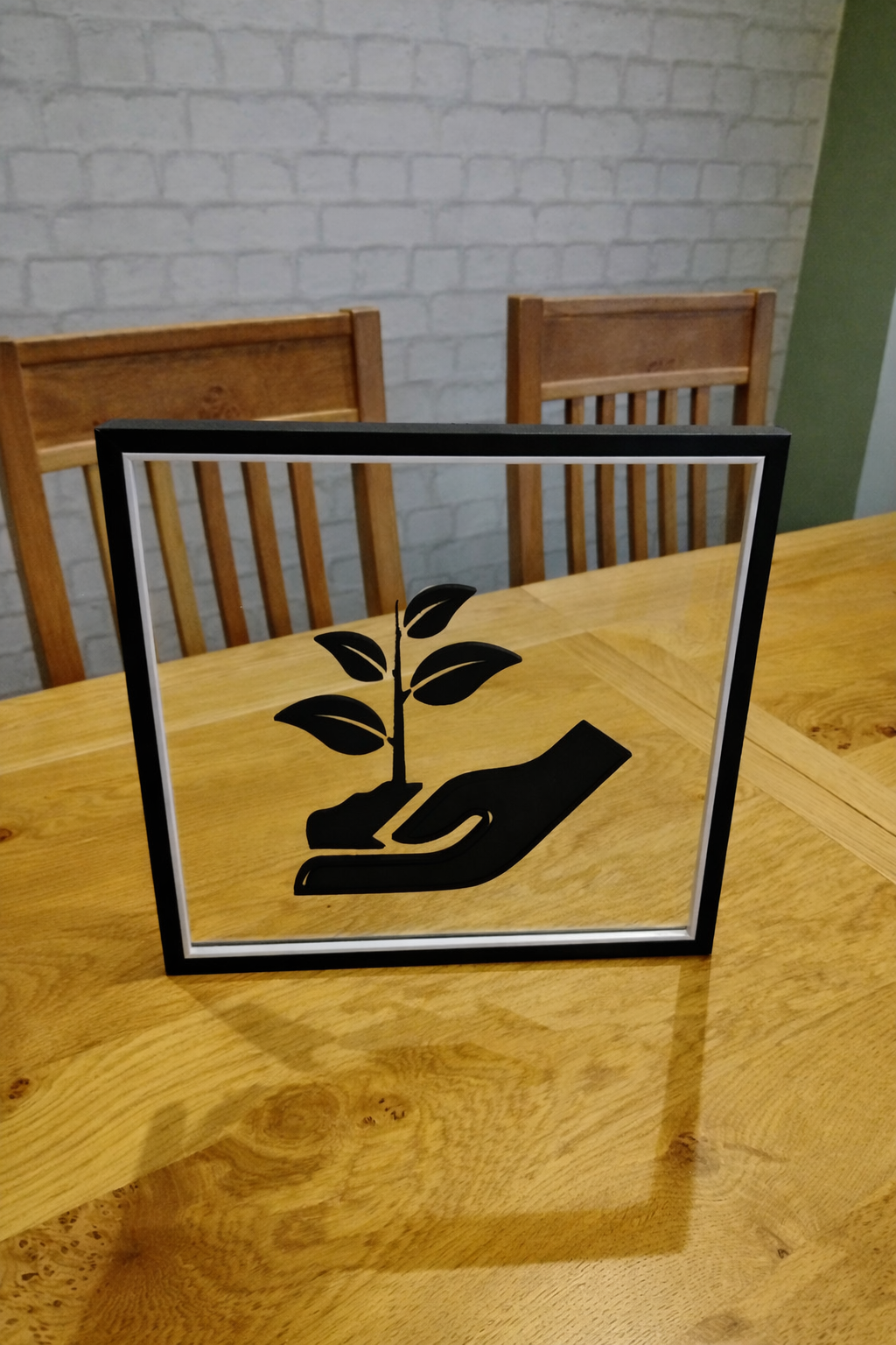 Growth & Care Floating Wall Art – 12" MDF Frame Symbol of Nurture & Sustainability