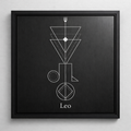 Leo Zodiac Symbol Wall Art – CNC Engraved Black Alloy in Wooden Frame