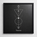 Taurus Zodiac Symbol Wall Art – CNC Engraved Black Alloy in Wooden Frame