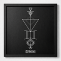 Gemini Zodiac Symbol Wall Art – CNC Engraved Black Alloy in Wooden Frame