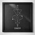 Cancer Zodiac Symbol Wall Art – CNC Engraved Black Alloy in Wooden Frame