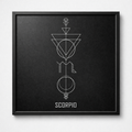 Scorpio Zodiac Wall Art | Geometric Star Sign Framed Print | Black Engraved Astrology Gift | 12x12