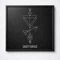 Sagittarius Zodiac Wall Art | Geometric Star Sign Framed Print | Black Engraved Astrology Gift | 12x12