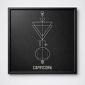 Capricorn Zodiac Wall Art | Geometric Star Sign Framed Print | Black Engraved Astrology Gift | 12x12