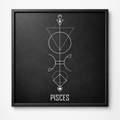 Pisces Zodiac Symbol Wall Art – CNC Engraved Black Alloy in Wooden Frame
