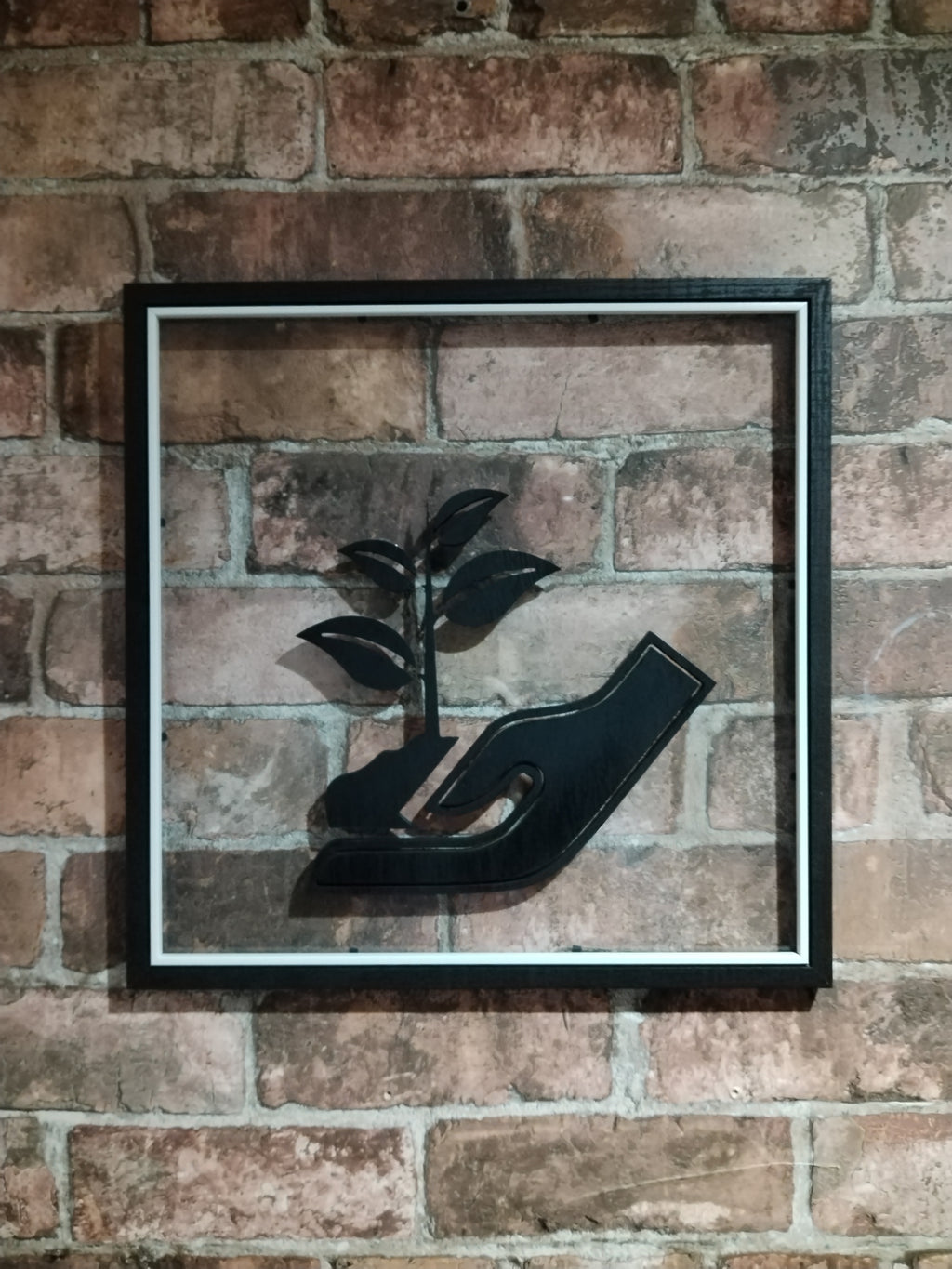 Growth & Care Floating Wall Art – 12" MDF Frame Symbol of Nurture & Sustainability