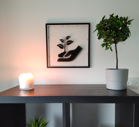 Growth & Care Floating Wall Art – 12" MDF Frame Symbol of Nurture & Sustainability