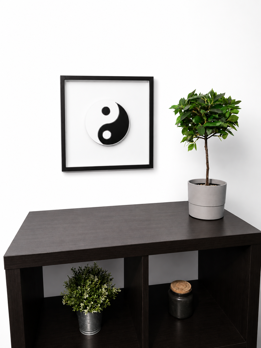 Yin‑Yang Floating Wall Art – 12" MDF Frame Symbol of Balance & Harmony