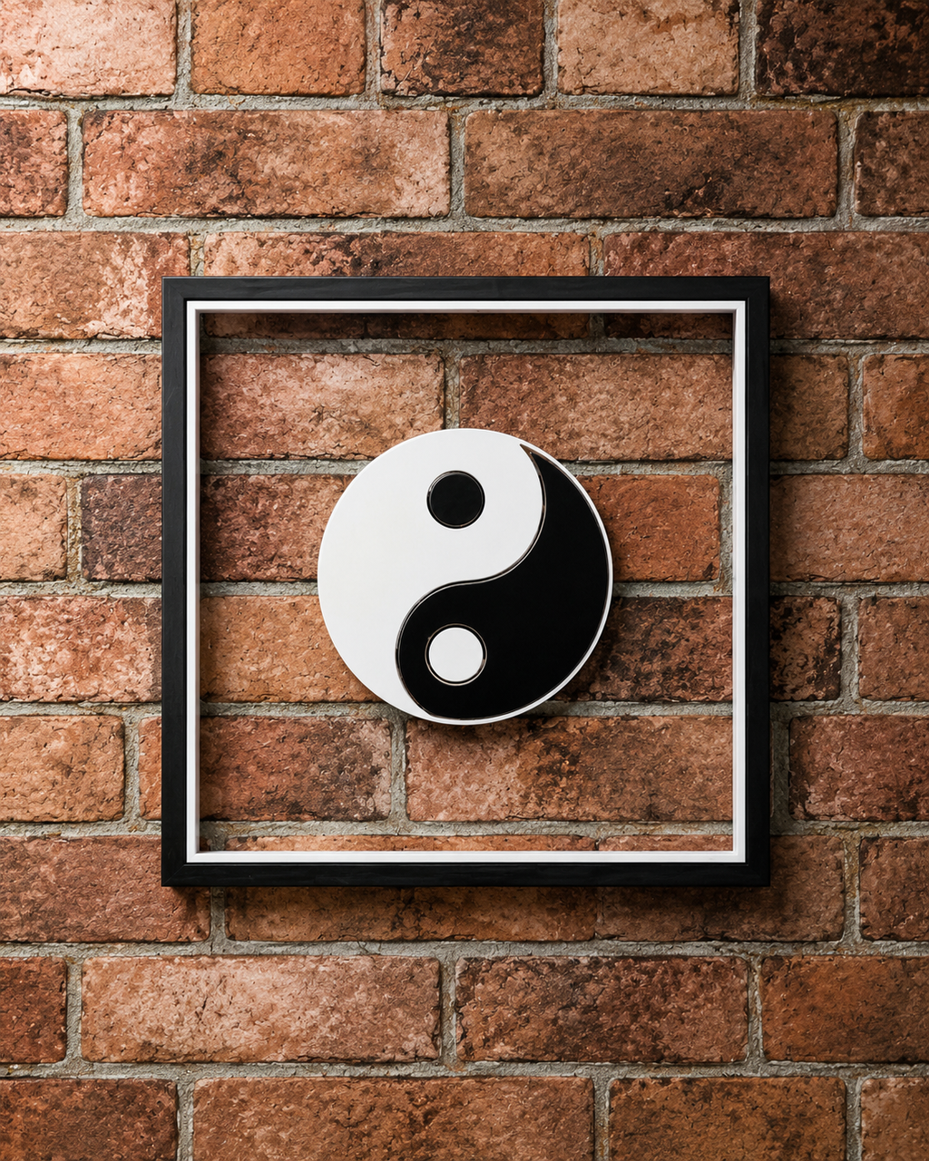 Yin‑Yang Floating Wall Art – 12" MDF Frame Symbol of Balance & Harmony