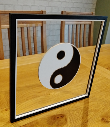 Yin‑Yang Floating Wall Art – 12" MDF Frame Symbol of Balance & Harmony